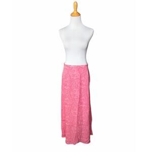 VTG Talbots 100% Pure Silk Pink Paisley Print Maxi Skirt Whimsy Cottagecore Boho